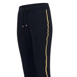 NWT Madison Maison Cropped Black Cotton Cropped Pants with Gold Trim $295